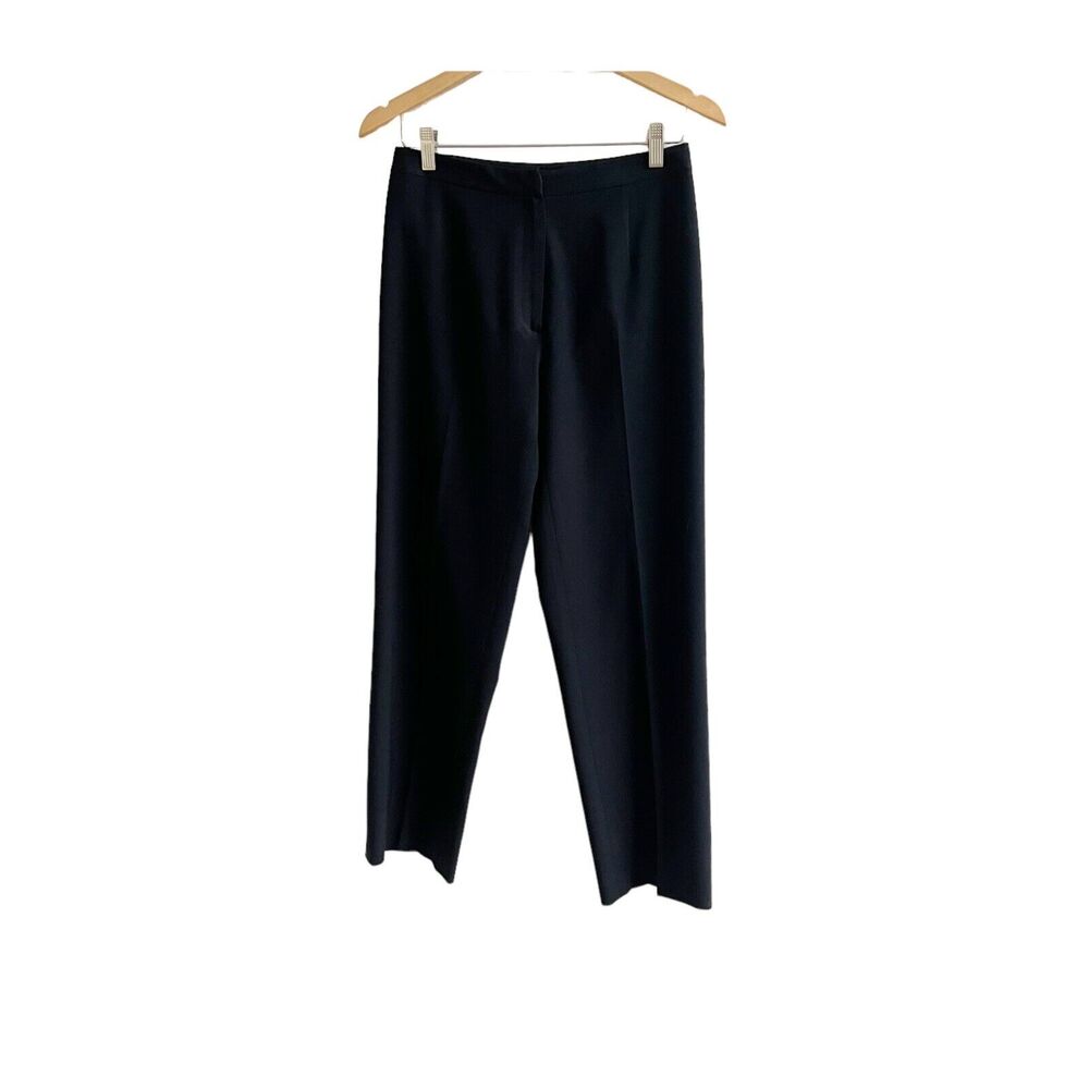 Tahari High Waisted Black Trousers Wool Blend Tapered Leg Size 6 Petite